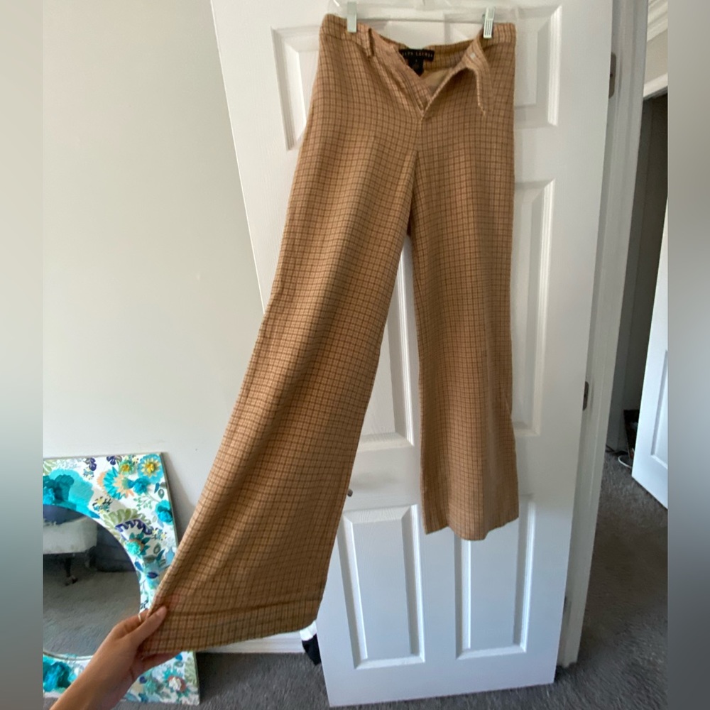 Ralph Lauren Flare-Bottom Checkered Pattern Pants